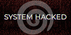 System Hack Alert. Exploit Attack Alert on Red Binary Cryptographic Background. System Virus, Crypto Rug Pull, Blockchain REKT