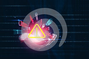 System hacked warning alert, Cyberattack computer network, Cybersecurity, Notification error maintenance, Virus cybercrime, Identi