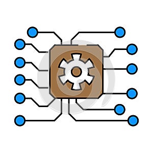 system integration analyst icon color illustration