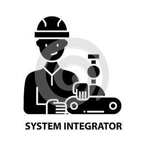 system integrator icon, black vector sign with editable strokes, concept illustration