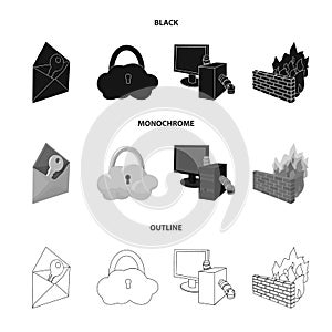 System, internet, connection, code .Hackers and hacking set collection icons in black,monochrome,outline style vector