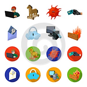 System, internet, connection, code .Hackers and hacking set collection icons in cartoon,flat style vector symbol stock