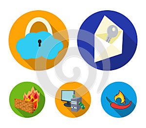 System, internet, connection, code .Hackers and hacking set collection icons in flat style vector symbol stock
