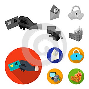 System, internet, connection, code .Hackers and hacking set collection icons in monochrome,flat style vector symbol
