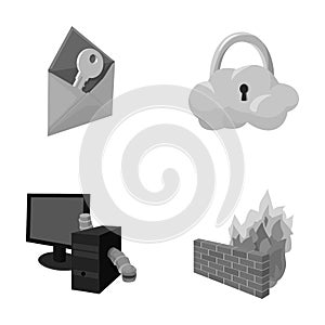 System, internet, connection, code .Hackers and hacking set collection icons in monochrome style vector symbol stock