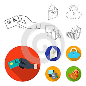 System, internet, connection, code .Hackers and hacking set collection icons in outline,flat style vector symbol stock