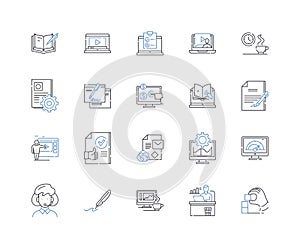 System line icons collection. Integration, Optimization, Automation, Efficiency, Security, Flexibility, Scalability