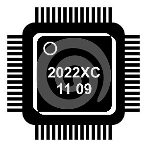 System microchip icon, simple black style