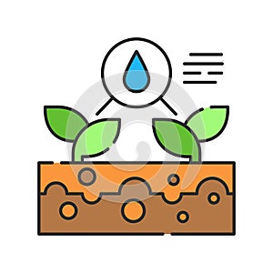 System monitoring the crop field with the help of sensors. Smart farming color linear icon. Sign for web page, app. UI UX GUI