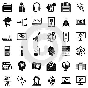 System network icons set, simple style