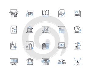 System operation line icons collection. Optimize, Execute, Operate, Manage, Control, Automate, Monitor vector and linear