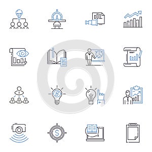 System and process line icons collection. Automation, Workflow, Optimization, Integration, Efficiency, Standardization