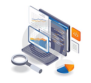 System programmer data analyst isometric illustration