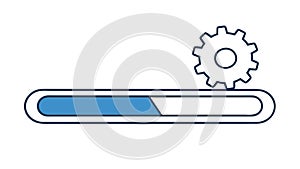 System Progress: Gear on a Digital Loading Bar, vector design Generative AI