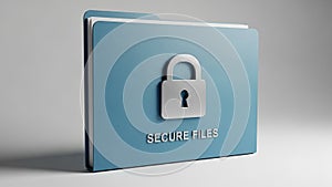 Blue Folder with Silver Padlock Icon and SECUREFILES Text Keywords: secure files, folder, security