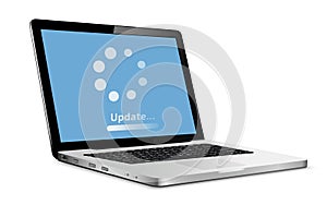 System software update concept. Loading process on laptop screen