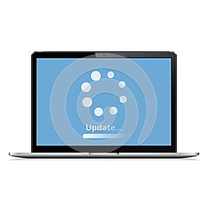 System software update concept. Loading process on laptop screen