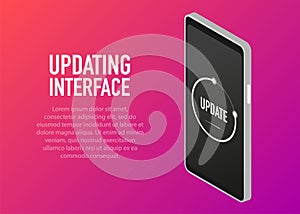 System software update concept. Loading process in smart phone screen. Vector illustration.