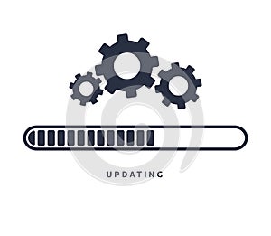 System software update or upgrade. Application loading process symbol web screen. Vector computer technology