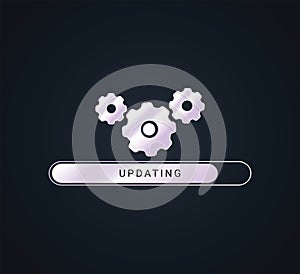 System software update or upgrade. Application loading process symbol web screen. Vector computer technology.
