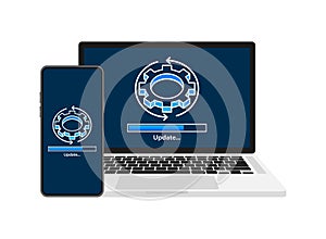 System software update and upgrade. Install new software. Installing app patch