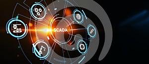 System Supervisory Control And Data Acquisition technology concept. SCADA. 3d illustration