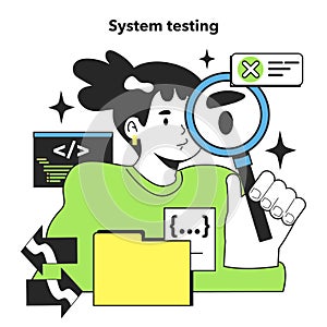 System testing level. Software testing methodology. IT specialist searching