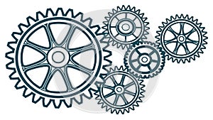 System of Three Interlocking Gears Mechanical Vector, vector design Generative AI