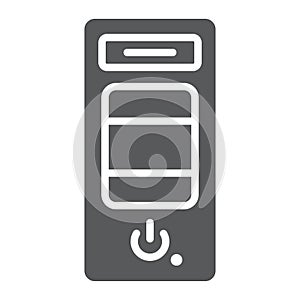 System unit glyph icon, hardware and device, case for the computer sign, vector graphics, a solid pattern on a white