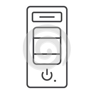 System unit thin line icon, hardware and device, case for the computer sign, vector graphics, a linear pattern on a