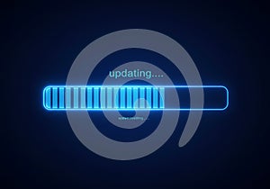 System update loading bar progress indicator concept for software installation and upgrade process 100