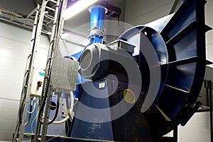 System of ventilating pipes and fans at factory