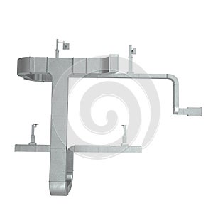 System of ventilating pipes on white. 3D illustration