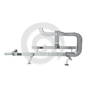 System of ventilating pipes on white. 3D illustration