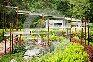 System of water cascade made of glass gutters