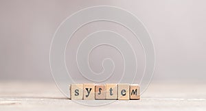 System word made of stamps