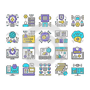 System Work Process Collection Icons Set Vector .