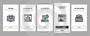 System Work Process Onboarding Icons Set Vector