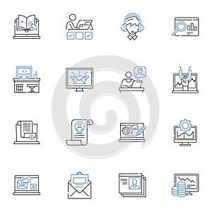 Systematic workflow line icons collection. Streamlined, Methodical, Sequential, Planned, Structured, Organized