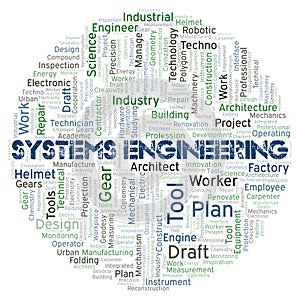 Systems Engineering typography word cloud create with the text only