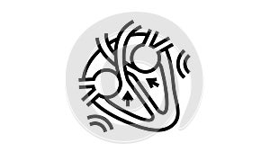 systole disease line icon animation