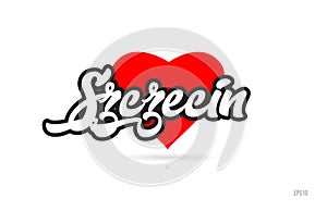 szczecin city design typography with red heart icon logo