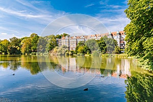 Szczecin.  Kasprowicz city park.  A place for walks and relaxation for residents