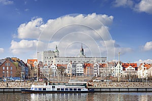 Szczecin old town seen from the Odra River, Poland