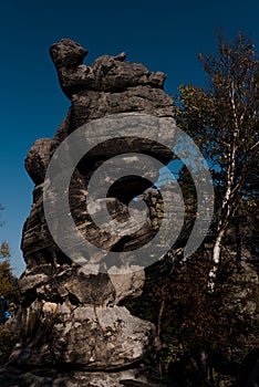 Szczeliniec peak in the Sudeten in Poland