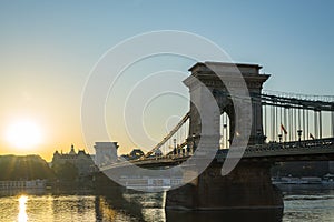 Szechenyi Chain Bridge in Budapest city, Hungary