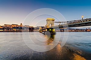 The Szechenyi Chain Bridge in Budapest, Hungary