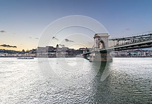 The Szechenyi Chain Bridge in Budapest, Hungary