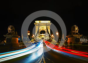 Szechenyi chain bridge in Budapest, Hungary