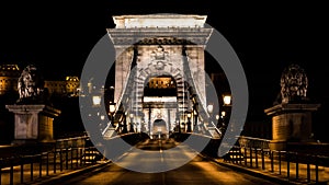 Szechenyi Chain Bridge in Budapest, Hungary at night